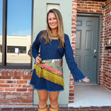 Crane Silk Fringe Scarf