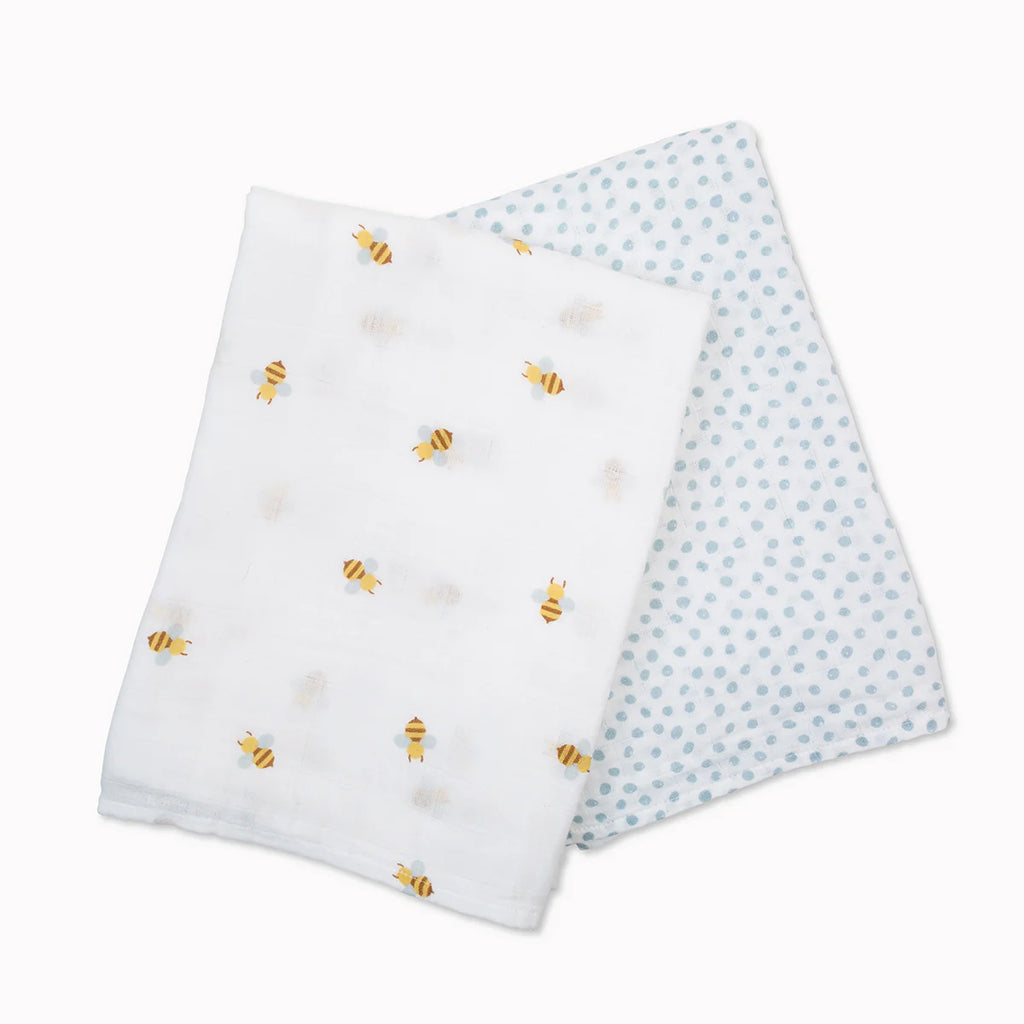 Cotton Swaddles 2 Pack- Dots & Bees