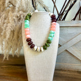 Rondelle Bead Necklace - Blue/Multi