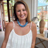 Chunky Rondelle Bead Necklace- Light Blue