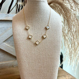 Pearl Clover Station Chain Necklace - White/Gold