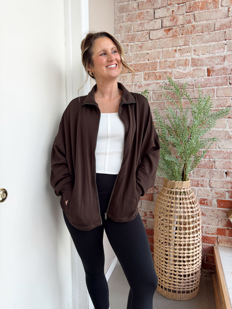 She's Athletic Jacket in Chocolate