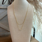 Double Layered Gold Diamond Pendant Chain