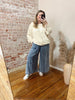 Washed Denim Wide Leg Pants