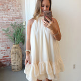 Ivory Escape Halter Dress