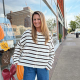 Spring Breeze Cardigan in Brown Stripes