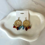 Round & Fringe Stone Earrings