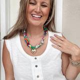Scarf Necklace in Greens