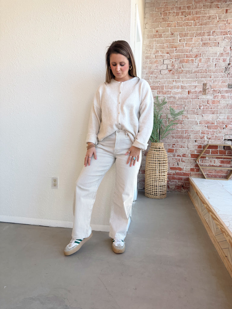 Kate Barrel Jeans in Olive Stripe