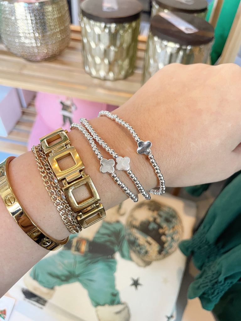 Stack 'Em Bracelets in Silver Clover