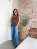High Rise Raw Hem Ankle Wide Leg Jeans