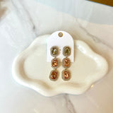 Linear Pave & Octagon Stone Earrings