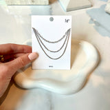 Silver three layer chain necklace