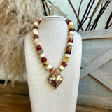 Puffy Heart Rondelle Necklace - Ivory/Multi