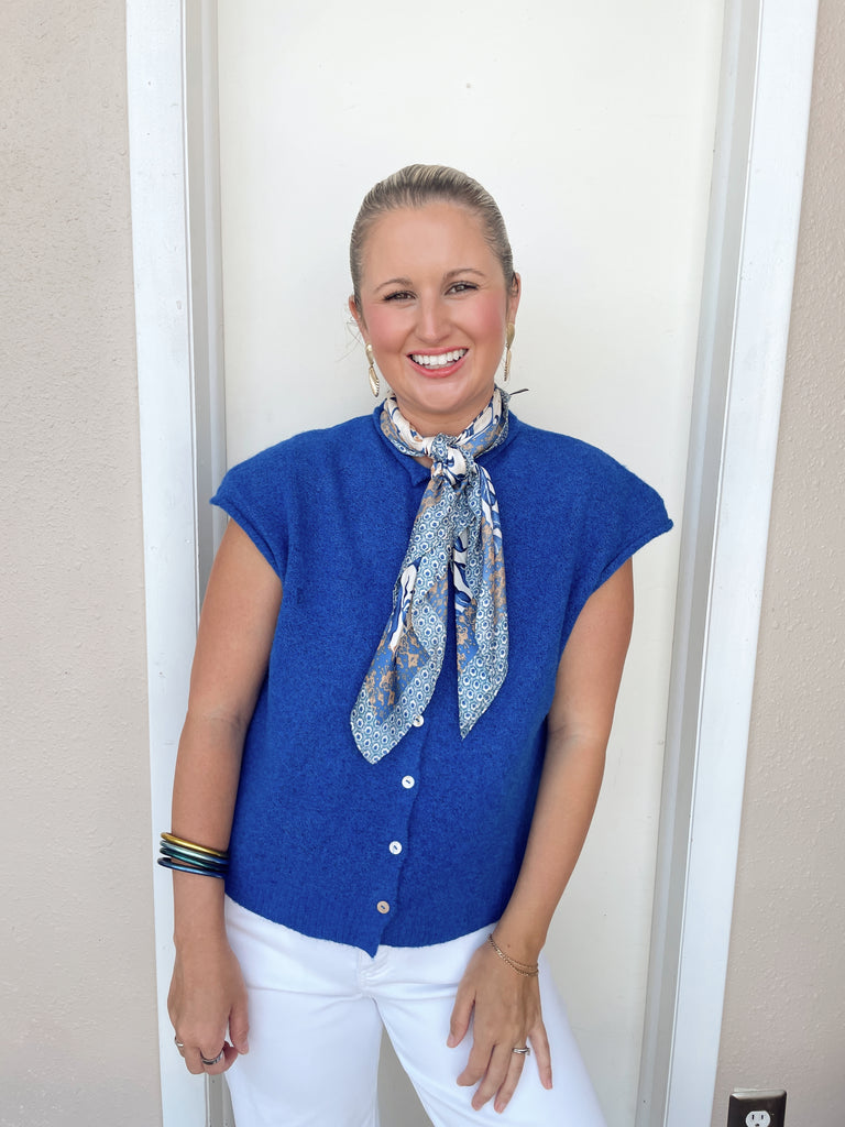 Spring Breeze Cardigan Vest in Royal Blue