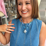 Shell Shaped Charm Necklace in Blues