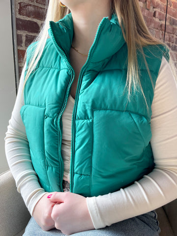 Hit the Slopes Puffer Vest in Cocoa