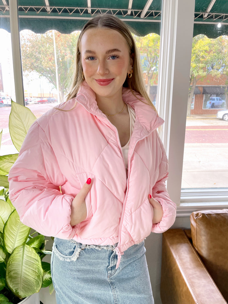 Puffer Jacket in Light Pink