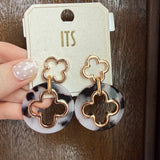 Clover Cutout 2 Layer Earrings in Tortoise
