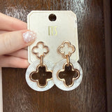 Clover Cutout 2 Layer Earrings in Pearl