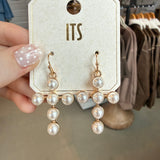 Stationed Pearl Cross Earrings