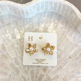 Gold Dipped Flower and Pearl Earring