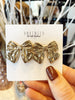 Gold Bow Textured Studs