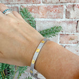 Pave Crystal & Nail Head Station Bangle Bracelet