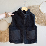 Fleece Zip Up Vest in Black