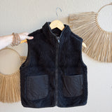 Fleece Zip Up Vest in Black