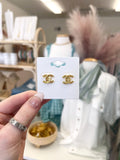 Livin’ Lux Earrings Gold C Engraved