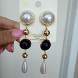 Black, Pearl, and Gold Earrings