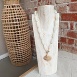 Sea Shell & Oval Jewel Necklace
