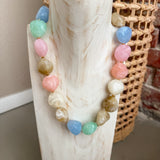 Multi Color Stone Bead Necklace in Nude Multi