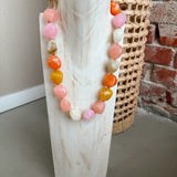 Multi Color Stone Bead Necklace in Pink Multi