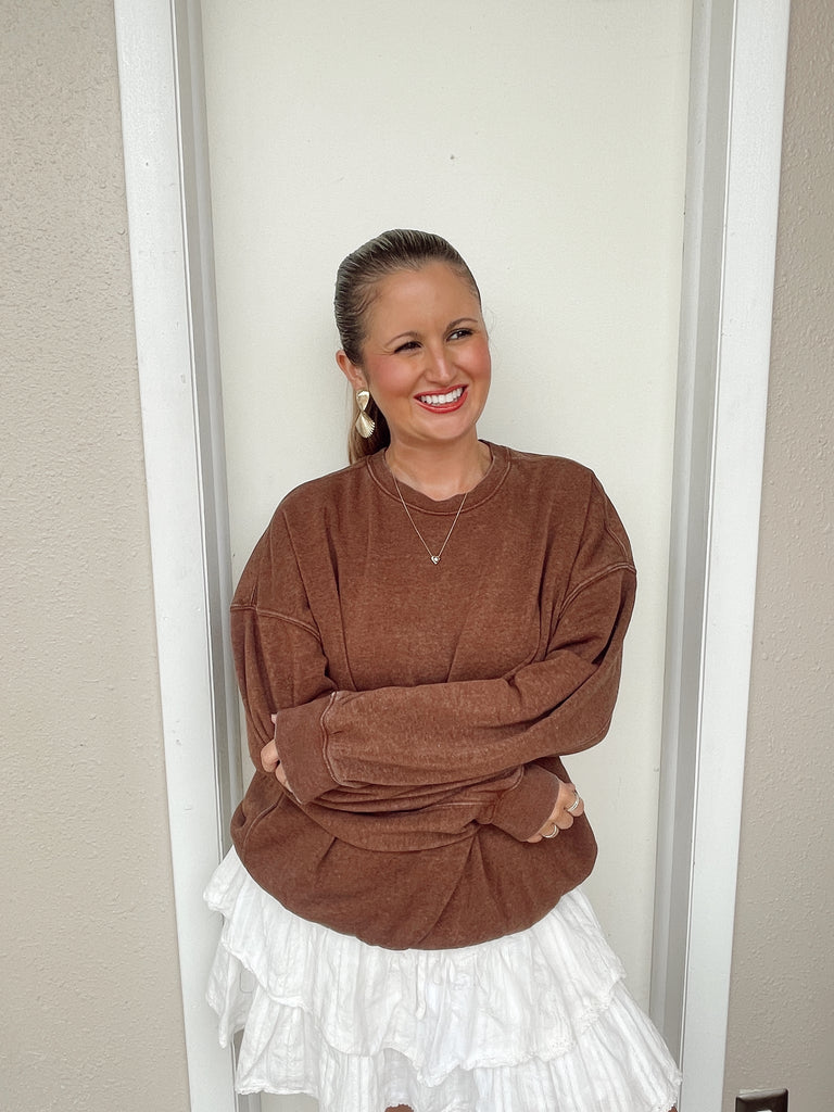 Keeping It Casual Sweatshirt in Chestnut