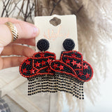 Cowboy Hat Game Day Bead Earrings