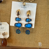 Blue Jeweled Dangle Earrings