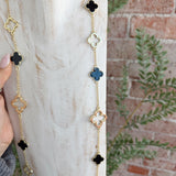 Long Clover Necklace in Black