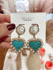 Heart Turquoise and Pearl Earrings