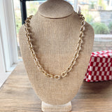 Textured Gold Chain Linked Necklace
