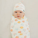 Copper Pearl Knit Swaddle Blanket- Daisy