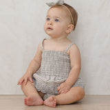 Quincy Mae Smocked Romper Gingham Sage