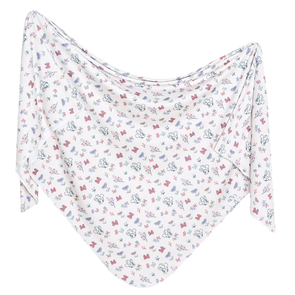 Copper Pearl Knit Swaddle Blanket- Minnie Mouse Bowquet