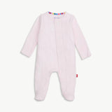 Pink Love Lines Pointelle Magnetic Footie