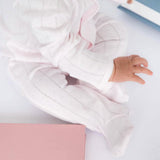 Pink Love Lines Pointelle Magnetic Footie