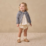Quincy Mae Ruffle Collar Cardigan Heathered Slate
