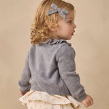 Quincy Mae Ruffle Collar Cardigan Heathered Slate