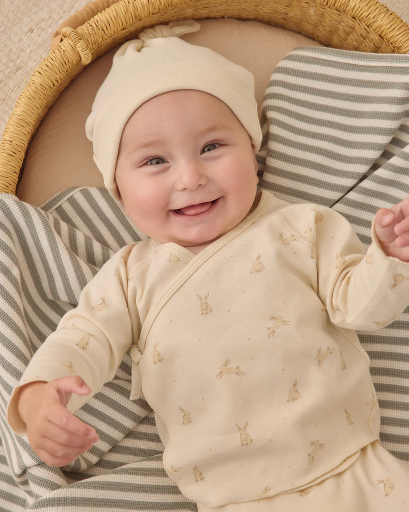 Quincy Mae Wrap Top & Footed Pant Set: Bunnies