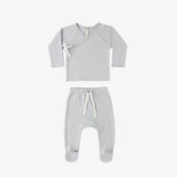 Quincy Mae Wrap Top + Footed Pant Set Sky